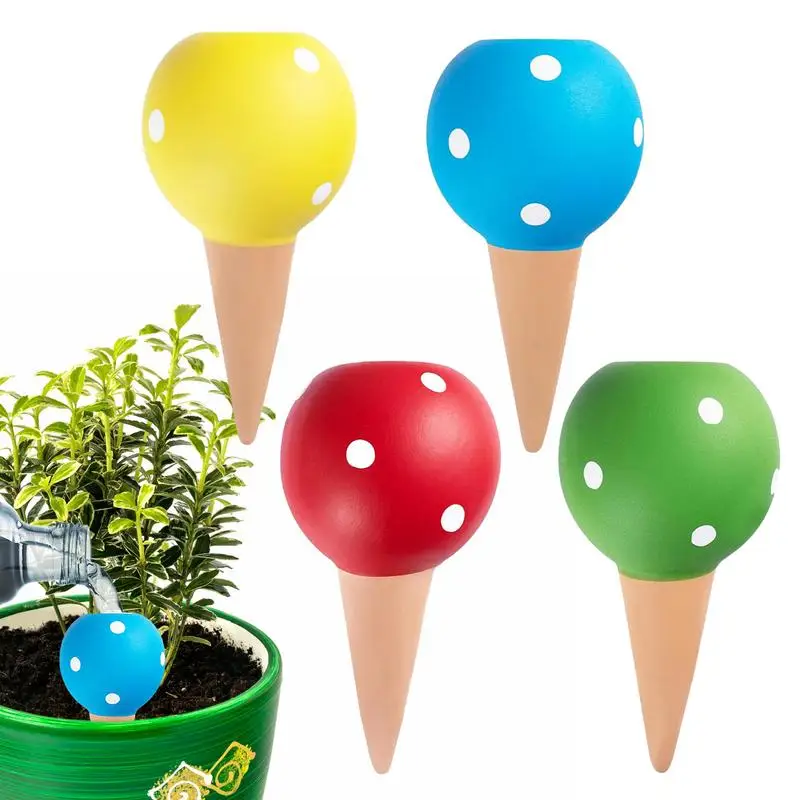 

Drip Irrigation Stakes 4pcs Plants Automatic Drip Irrigation Spikes Vertical Irrigation Dripper Waterer In Cute Ball Shape For