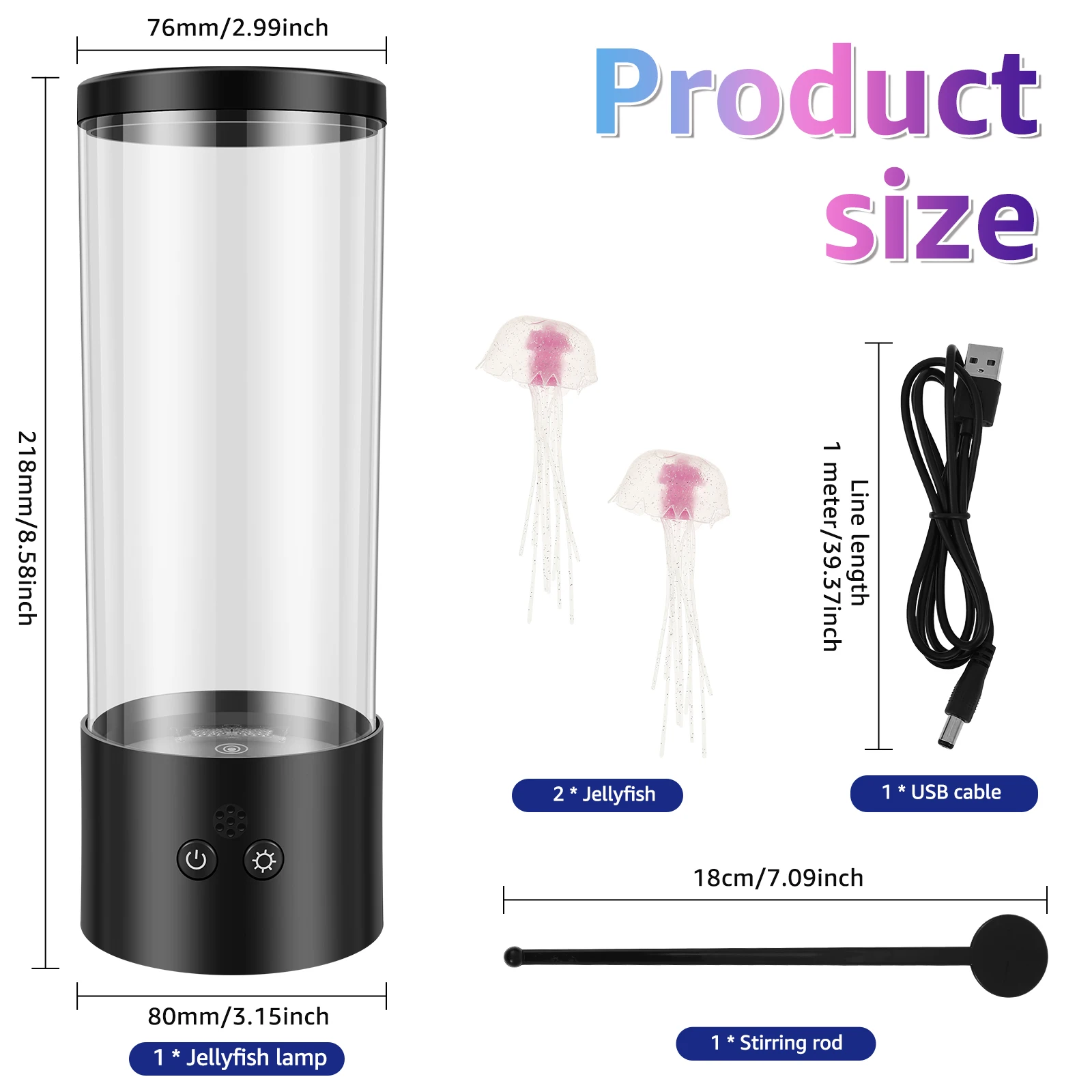 7 Color Jellyfish Lava Lamp USB Charge Floating Jellyfish Lamp Decorative Jellyfish Mood Lights for Office Room Home Decoration
