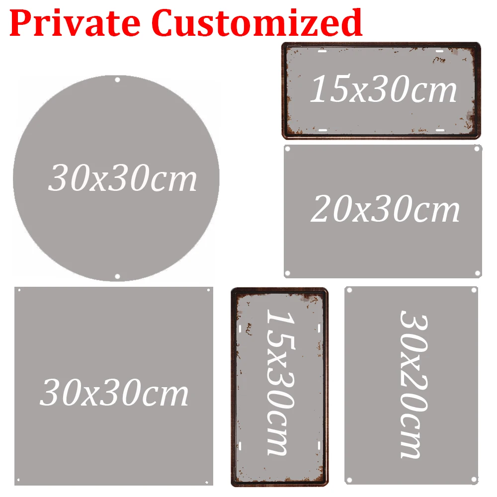 DIY DIY Retro Metal Tinplate Customize Metal Poster Plate Vintage Tin Sign Round Square Rectangle Plaque Wall Decor 15/20/30cm