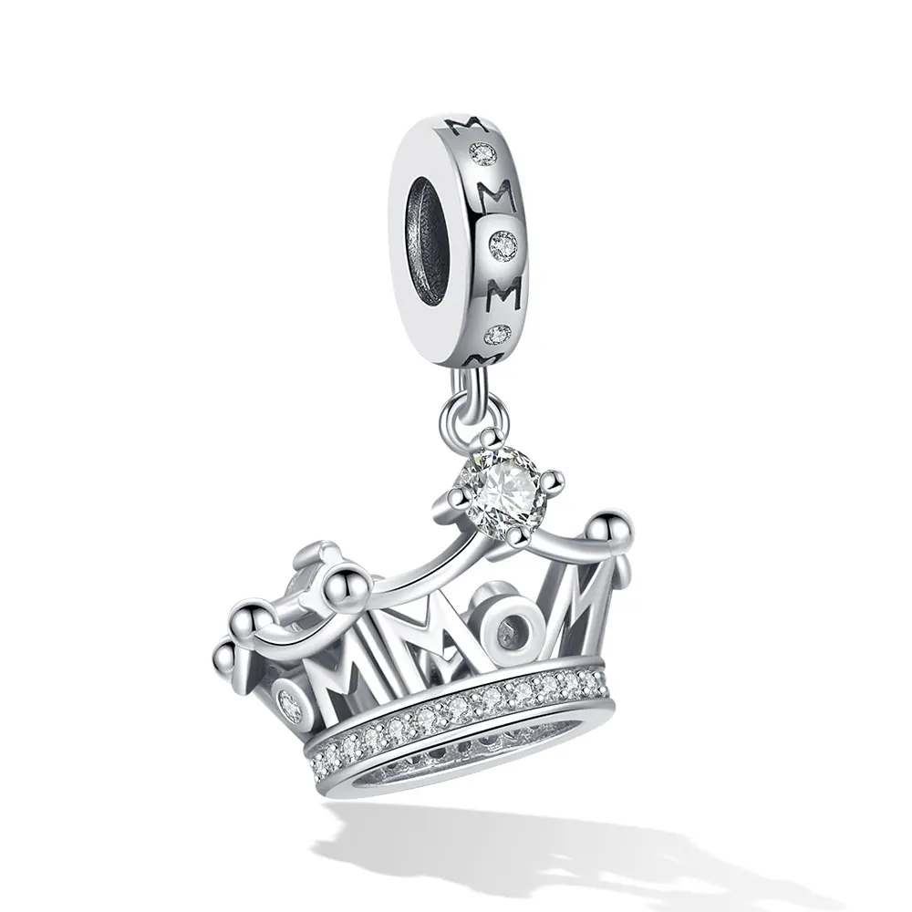 New Charm Crown Drape Family Bead Heart Jewelry Flower Charm Suitable Bracelet Fashion Pendant Mother Gift image 2
