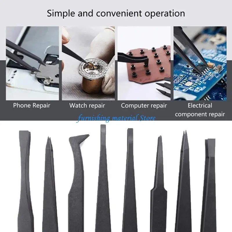 

Y5GD Tweezers Set Anti-static Tweezers Plastic Carbon Fiber Industrial for Electronics Jewelry Making Repairing