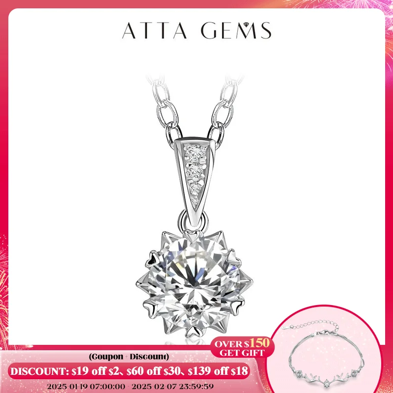 1 Carat Round Brilliant Cut D Color Moissanite Pendant Necklace Silver 925 Moissanite Diamond Test Past White Gemstone Necklace