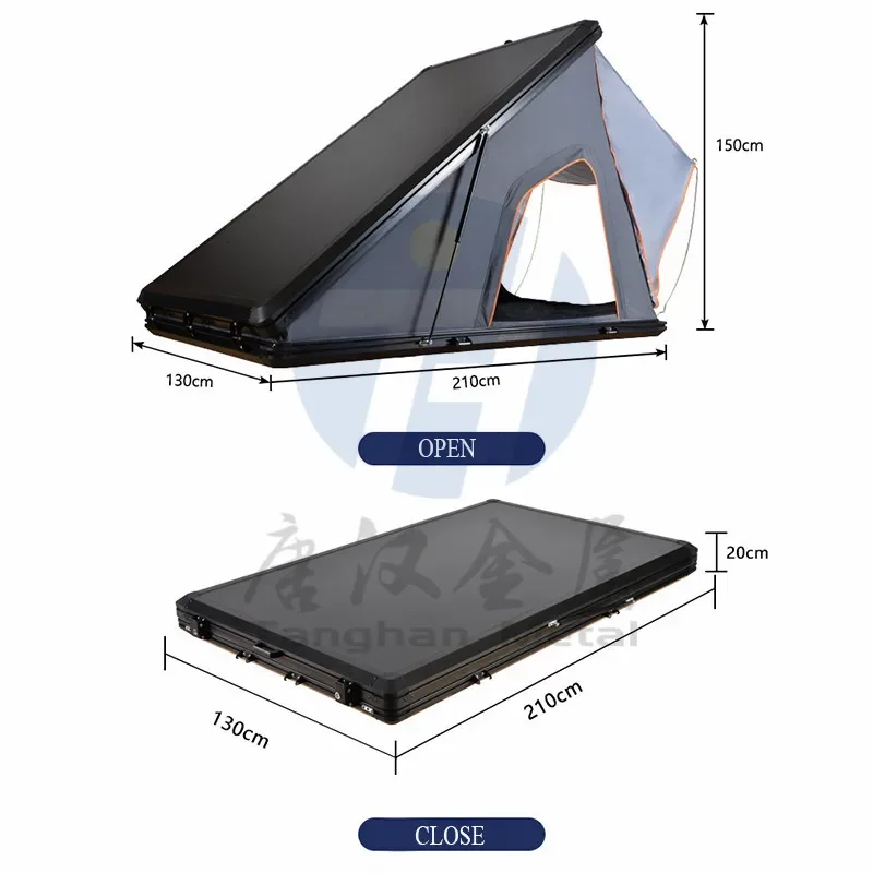 

dual/single/extra cab aluminum alloy ute canopy triangle roof top Tent for car and pickup camping custom