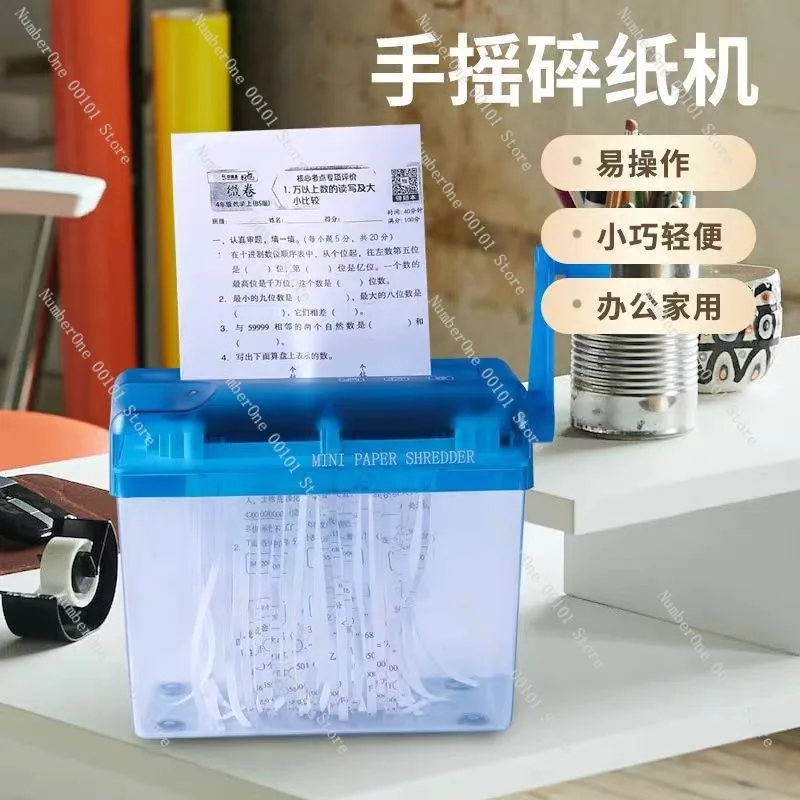 Compact Manual Paper Shredder A6 Mini Desktop Document Cutter Fast Hand Crank Office Home Use Small Tabletop File Destroyer