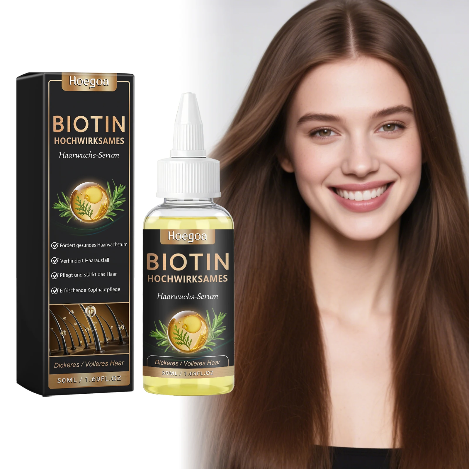 Biotin Hair Care Serum Gentle Moisturizing Hair Smooth Daily Scalp Massage Care Essence