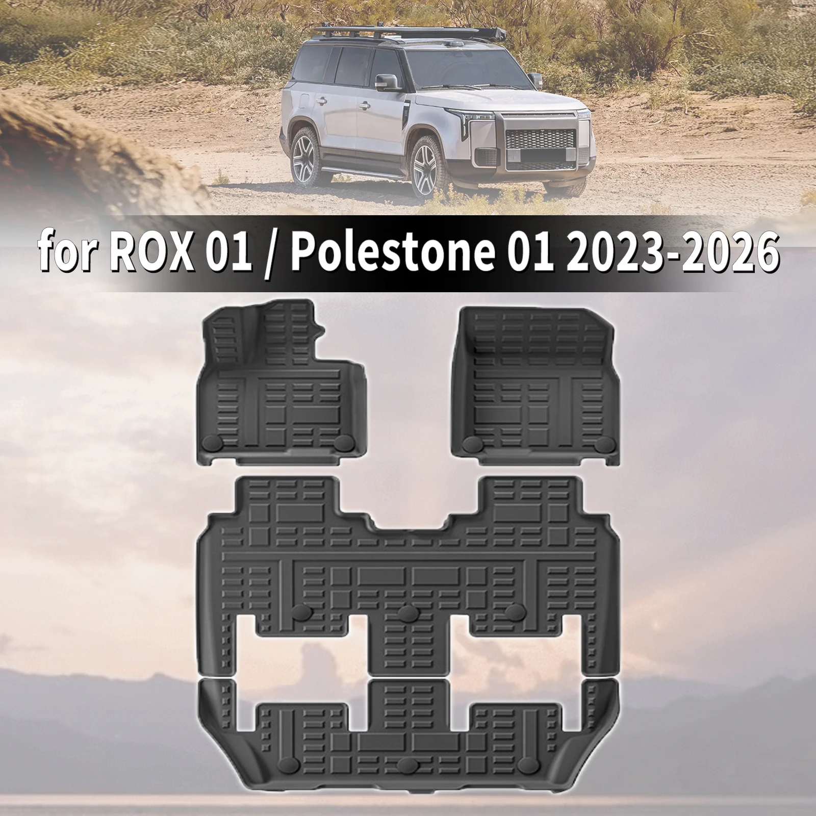 for ROX 01 / Polestone 01 2023 2024 2025 2026 Eco-Friendly TPE Car Floor Mats & Trunk Mats, All-Weather Protection