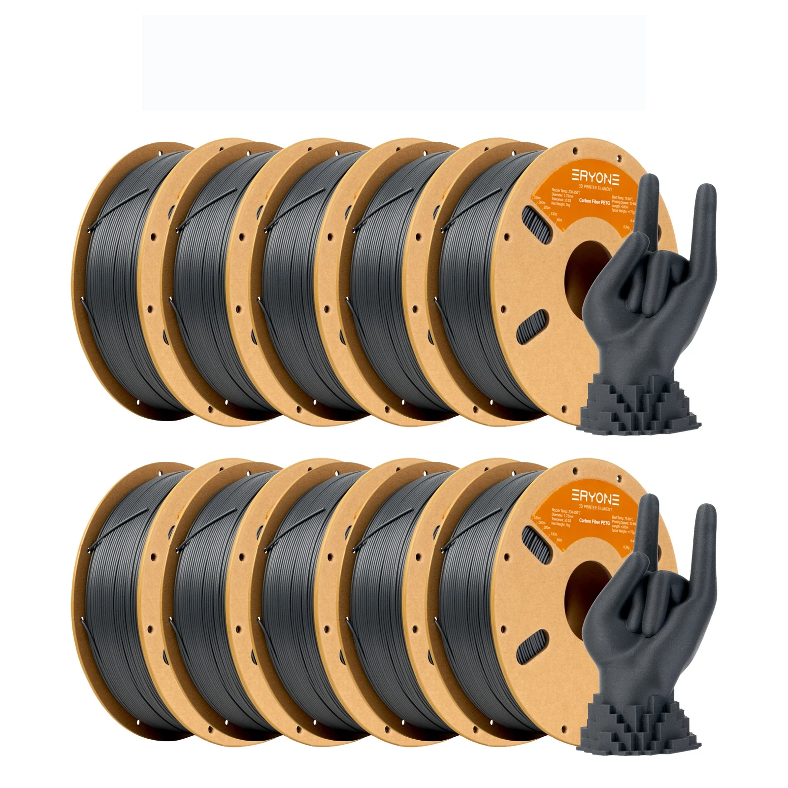 ERYONE 10KG PETG Koolstofvezel Filament 1.75mm ±0.03mm Tolerantie voor FDM 3D Printer Hoge Sterkte 1KG/Spoel