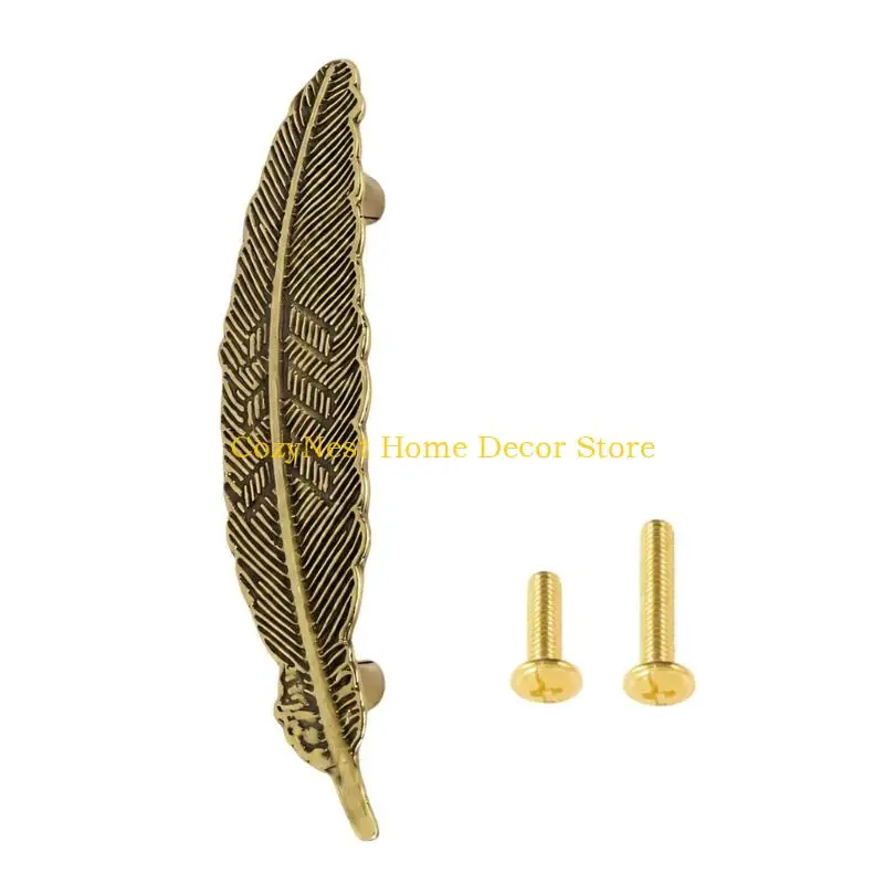92MF Furniture Cabinet Pull with Raised Feather Texture, Metal Handle for Wardrobes, Drawers, Cabinet Fronts, and Cupboards