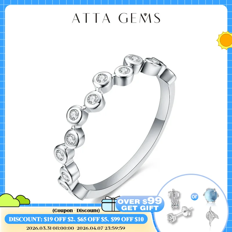 

ATTAGEMS Moissanite кольца для мужчин и женщин Solid 925 серебро, желтое золото, Свадебная лента, круглая огранка для годовщины Рождества