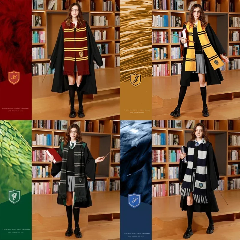 Bufanda de Harry Potter, Grifindor, Slytherin, Hufflepuff, Gruesa y Cálida, para Disfraces de Halloween, Decoración, Regalo, Juguete
