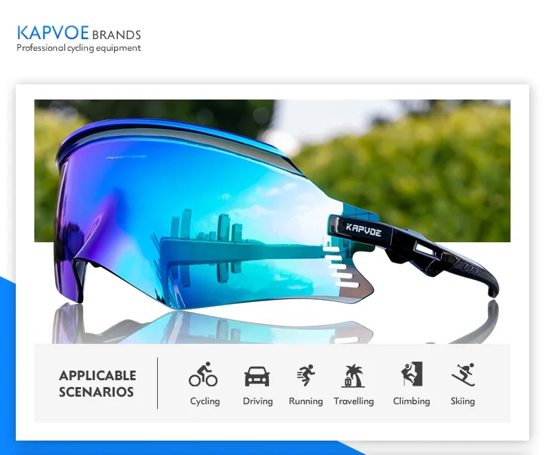 Kapvoe fahrrad brille uv400 männer fahrrad sonnenbrille luft atmung mtb brille outdoor sport brille fahrrad brille oculos de ciclismo – Detail 2