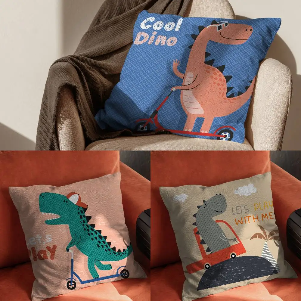 

Cartoon Dinosaur Pillow Case Pillowcase For Car Pillows 60x60 Cushions Luxury Double Sided Cover Home And Decoration Sofa 30x30