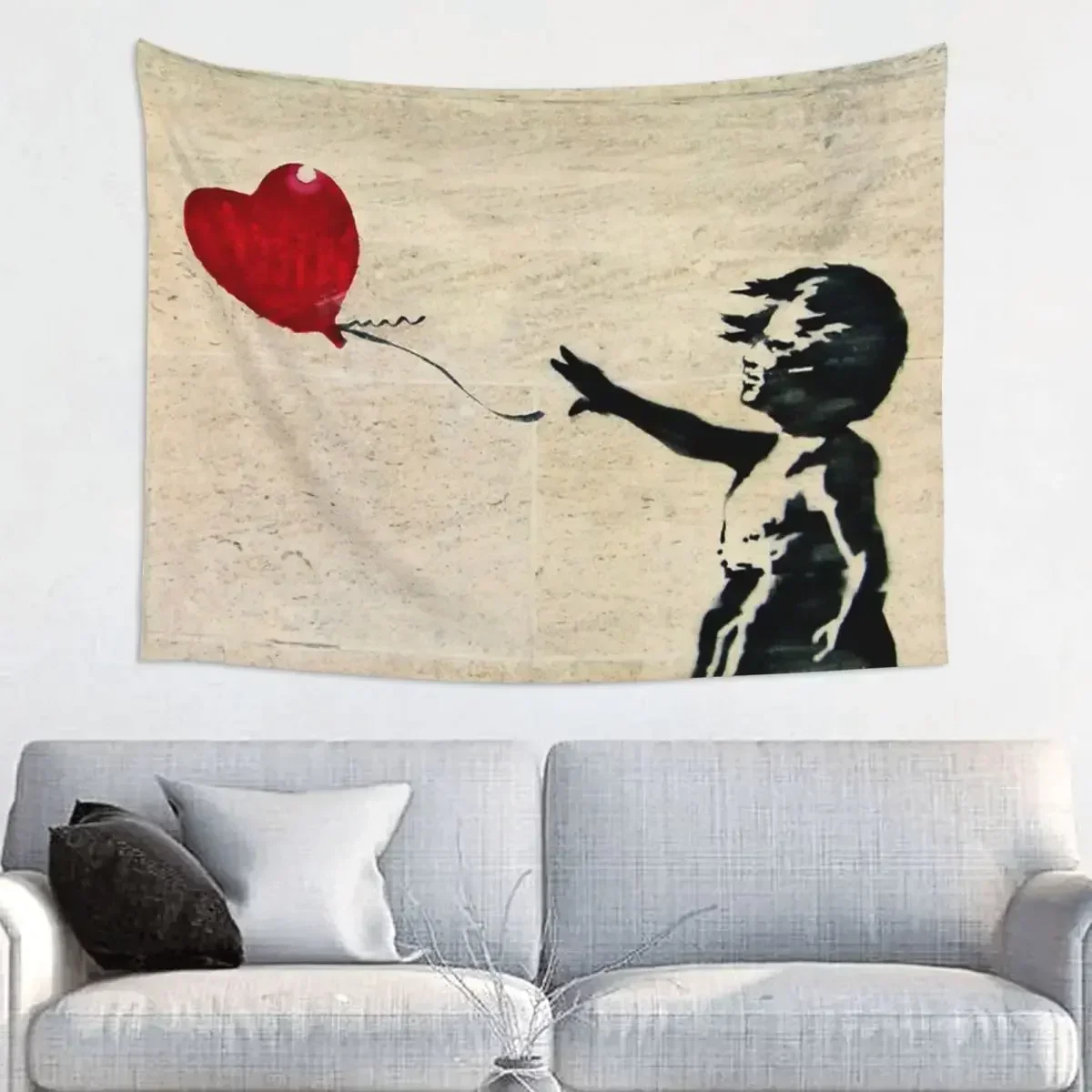 

Banksy's Girl With A Red Balloon Tapestry Wall Hanging Wall Tapestry Banksy World Peace Boho Decoration Room Home Decor Yoga Mat