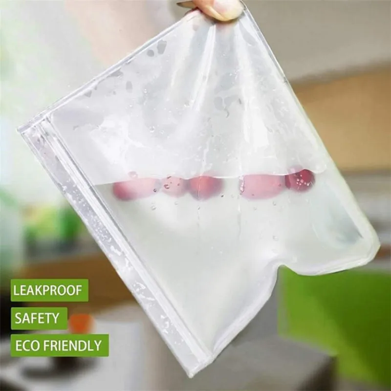 Kitchen Silicone Storage Bags, Reusable Leakproof Containers, Fresh Wrap Kitchen Hacks Organization, 10Pcs