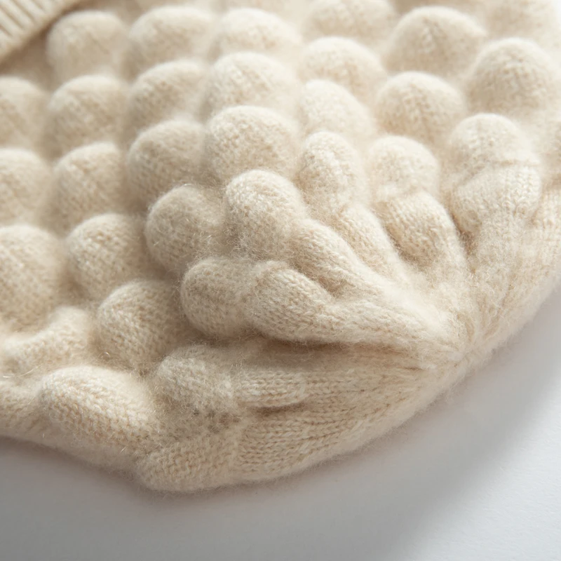 Aクラスカシミヤ厚手暖かい帽子女性の冬の立体ニットカシミヤ帽子ファッション高品質レジャー帽子女性