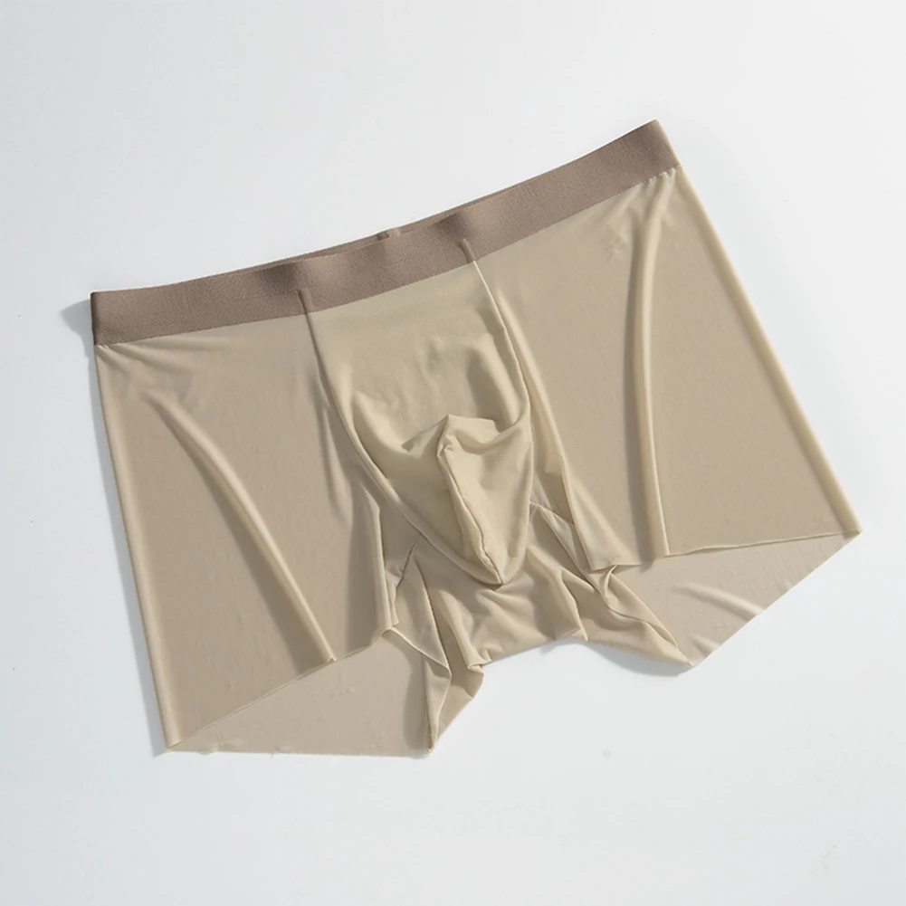 Men Ice Silk Seamless Underwear For Man Thin Japanese Thongs Femboy See Through Underpants Boxer Shorts Trunks Extreme Panties