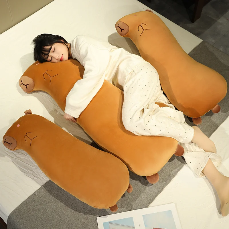 80/100/120 cm Lange Capibara Knuffel Simulatie Capibara Pluizige Pop Knuffels Grappig Cadeau voor Kerstmis