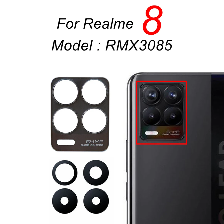 WAMY New Rear Camera Glass Lens Cover Replacement For Realme 8 Pro 5G 8i 7 7i 6 6i 6S 5 X2 XT C3 C21 RMX3085