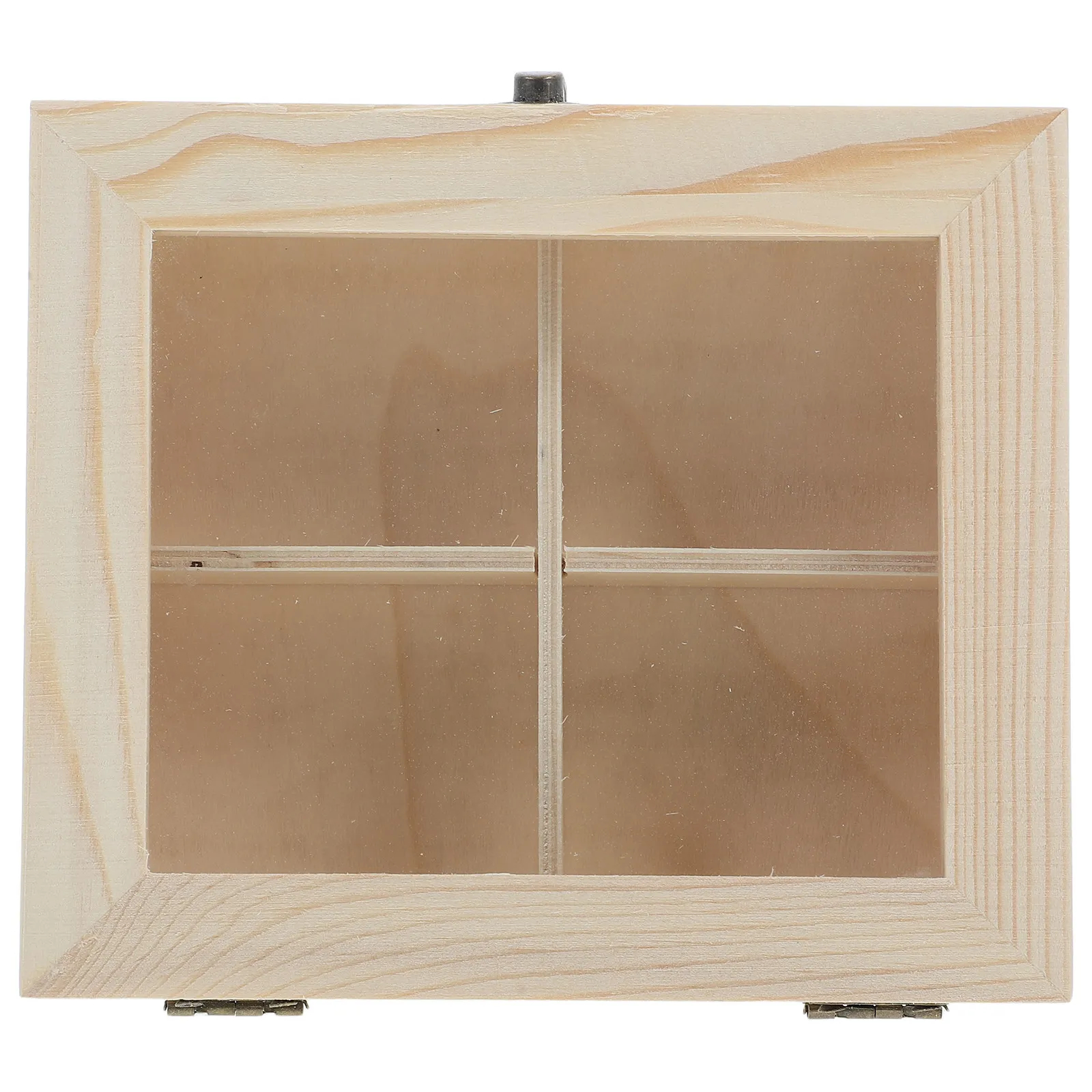 Wooden Tea Chest Storage Box Four Compartments Flip Top Organizer for Tea Coffee Herbal Bags Kitchen Counter Organizer