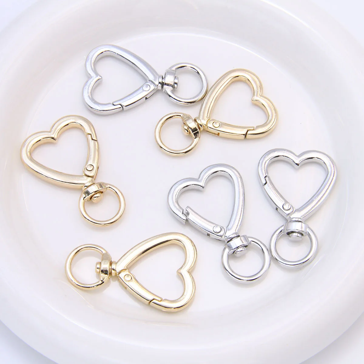6/15/30Pcs Heart Keychain Set with Spring Snap Hook Valentine's Day Gift for Keys Backpack Luggage Tag Bulk Charms Accessories