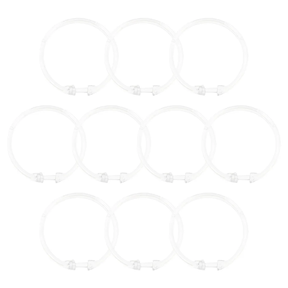 

10 Pcs Clear Shower Curtain Rings Snap Closure Hooks for Button Bathroom Acrylic Circular Design Fits Most Curtains