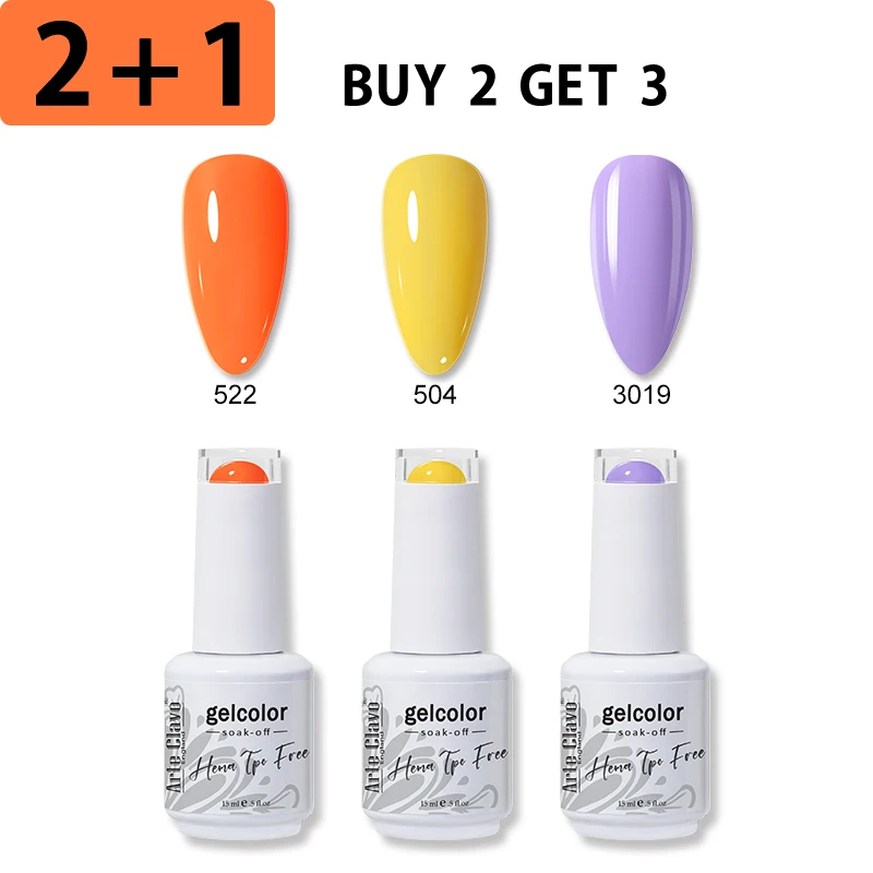 

Arte Clavo 3Pcs/Set 15ml Macaron Gel Nail Polish Set Semi Permanent HEMA TPO FREE LED UV Gel Soak Off Nail Art Kit Varnish
