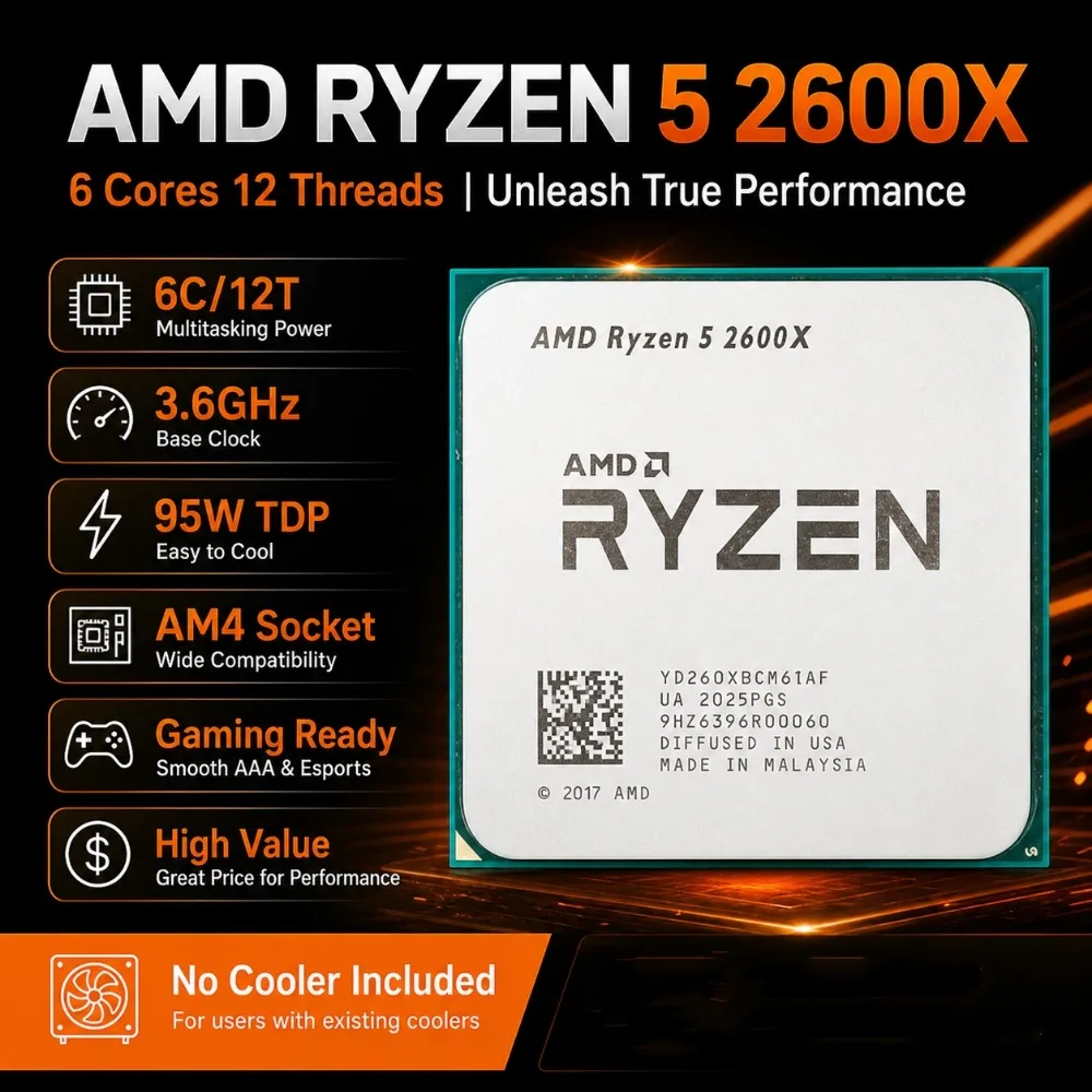AMD Ryzen 5 2600X R5 2600X 6 Core 12 Thread 3.6GHz 95W AM4 Socket Desktop CPU Chip Compatible With A320 X470 X570 Motherboard view 5