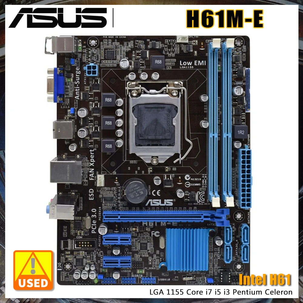 ASUS H61M-E Motherboard LGA 1155 Socket Intel H61 Chipset DDR3 16GB Supports Core i7 i5 i3 Pentium Celeron 7100 7700 CPU