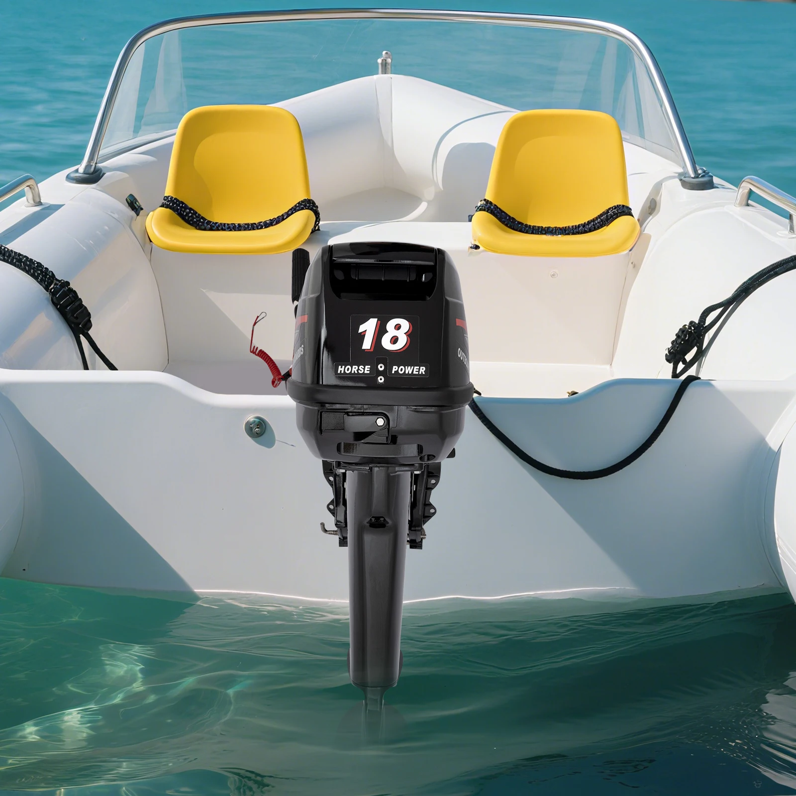 

Outboard Motor 246cc Two-stroke 18hp Outboard Gasoline Motor Manual Start, for Rubber Boats, Inflatable Boats, Fishing Boats