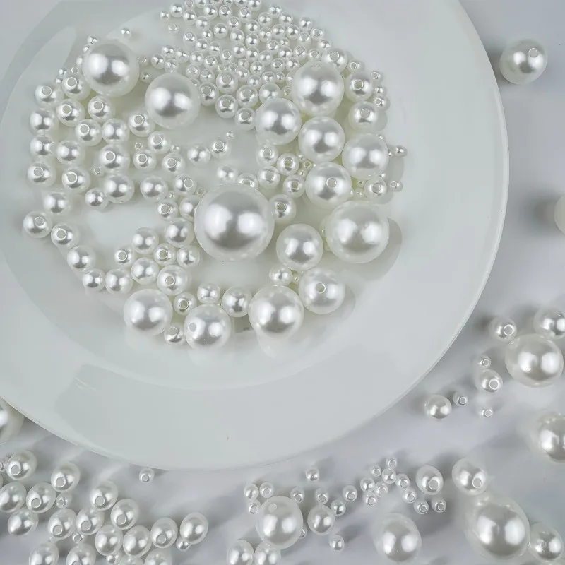 4-14mm Off-white Imitation Pearl Straight Hole Round Beads for Jewelry Making Necklaces Earrings DIY Beaded Materials Wholesale