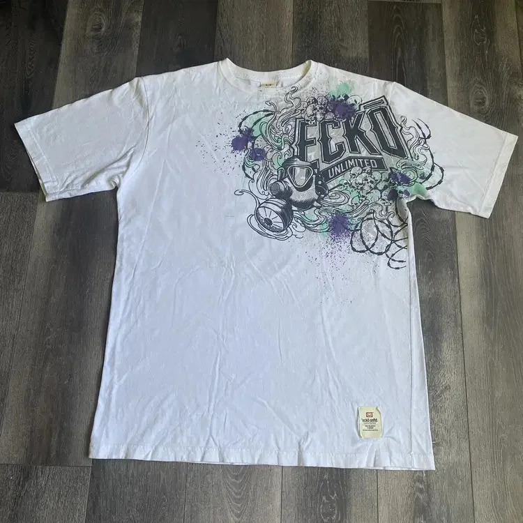 Streetwear Ecko Rhino Graphic Tee Y2K Vintage Oversized T-Shirt Unisex Cotton Couple Top Retro Rebel Shirt for Men Women