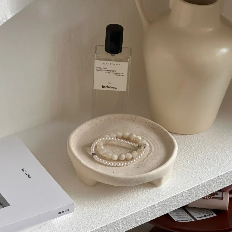 Ceramic Ring Jewelry Display Tray, Multifunctional Perfume Organizer for Entryway, Vanity Desk Catchall,Artistic Home Decor Gift