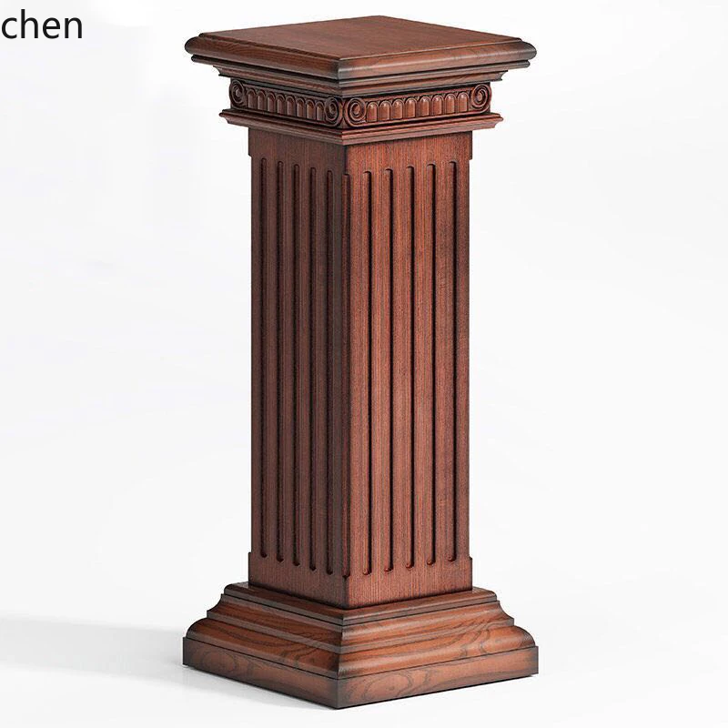 HXL Flower Stand Solid Wood Ash Column Antique Flower Table Rack