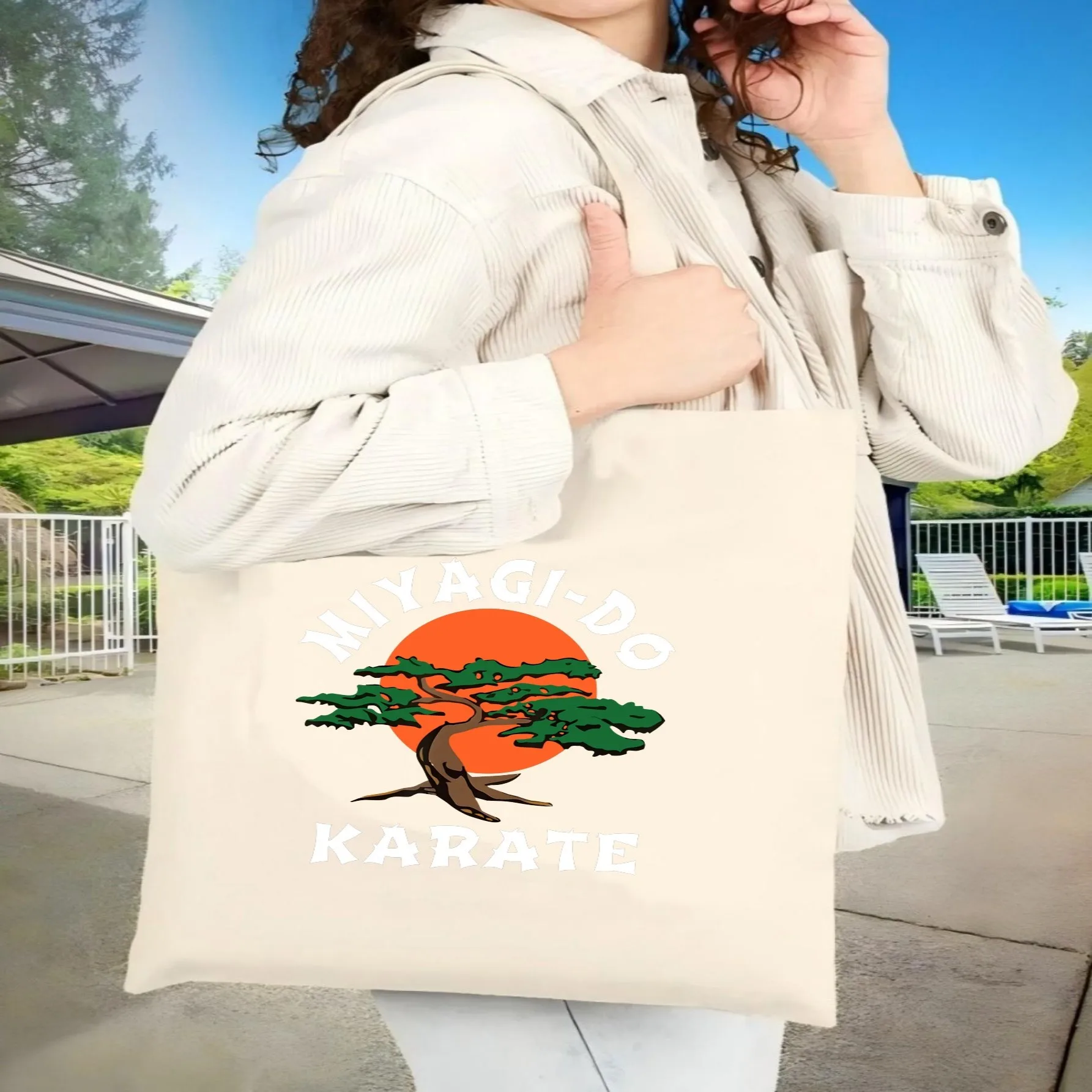 

Сумка-тоут из холщовой ткани Miyagi-Karate, логотип 2026, новинка, унисекс, вместительная, прочная, многоразовая, многофункциональная, на плечо, для дайвинга