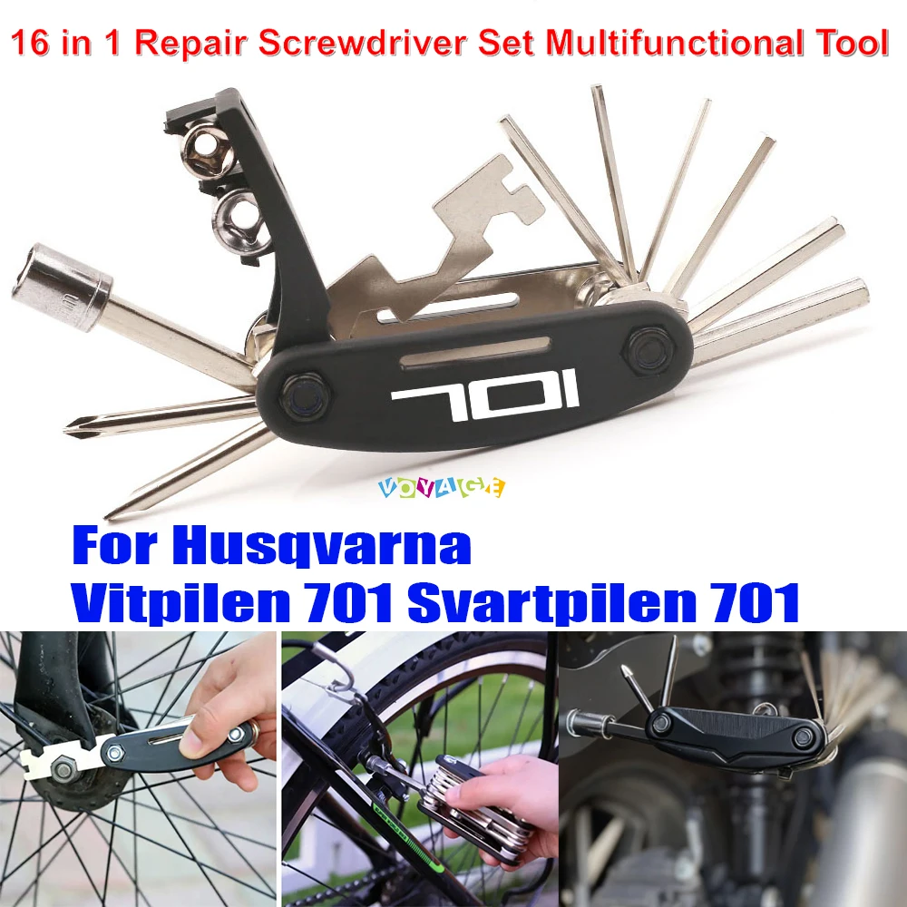 16 IN 1 Repair Screwdriver Set Multifunctional Tool Motorcycle For Husqvarna Vitpilen 701 Svartpilen 701 Accessories