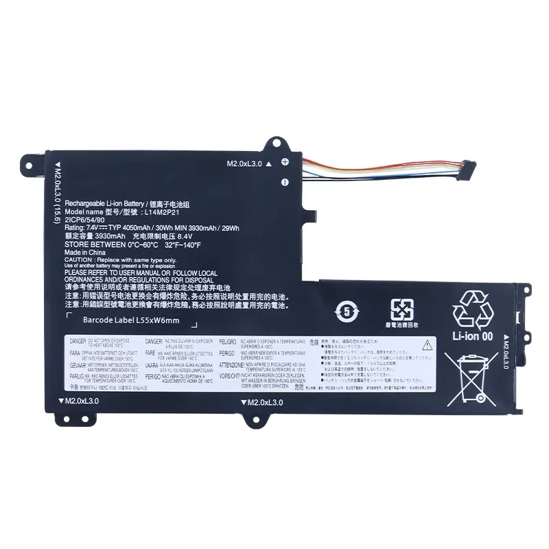 L14M2P21 Laptop Battery 7.4V 30Wh 4050mAh For Lenovo Ideapad 15.6