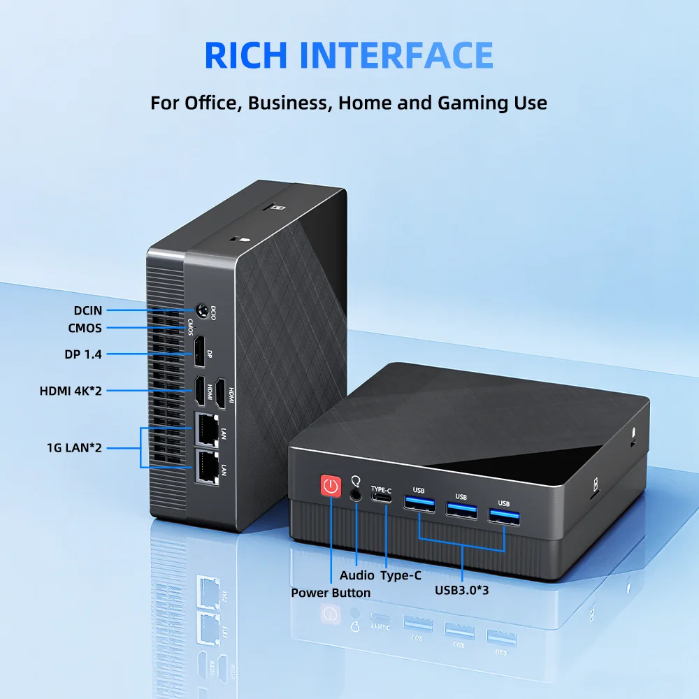 TexHoo AMD Ryzen 5 5500U Mini PC Dual Gigabit LAN Firewall Router Mini Desktop Computer M.2 2280 NVMe DDR4 DP HDMI*2 Win11 WIFI6