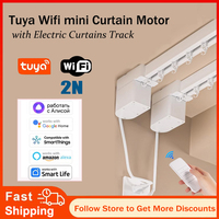 Tuya WiFi 2N Smart Mini Curtain Motor with Customized Electric Curtains Track Rail RF Remote Alexa Yandex Alice Voice Contorl