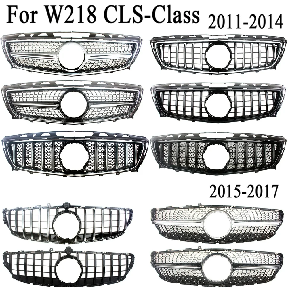 Front Racing Billet Bumper Grille Upper Grill For Mercedes-Benz W218 CLS-Class 2011 2012 2013 2014 2015 2016 2017 GTR Diamond