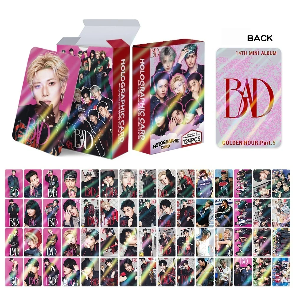 124PCS Laser Cards Small Card New Album BAD Boy Group Lomo Set Card GOLDEN HOUR Part.5Photocards Card Fan Collection Cards Gifts