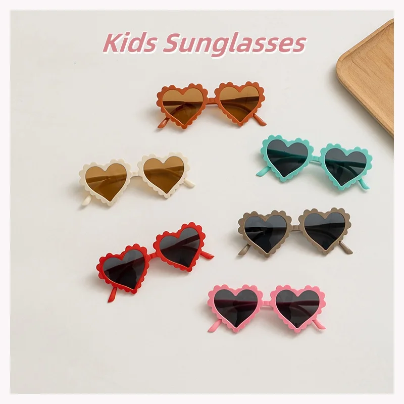 

Children Boys Girls Heart Shaped Sunglasses Kids Fashion Sun Glassese Outdoor Beach UV400 Wave edge Versatile Cartoon Eyewear