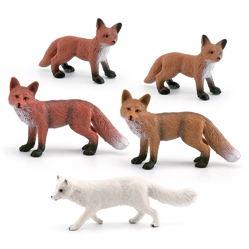 Simulation Forest Animal Fox Model Realistic Red Fox White Fox Decorative Desktop Static Decorative Ornaments Children Toys Gift