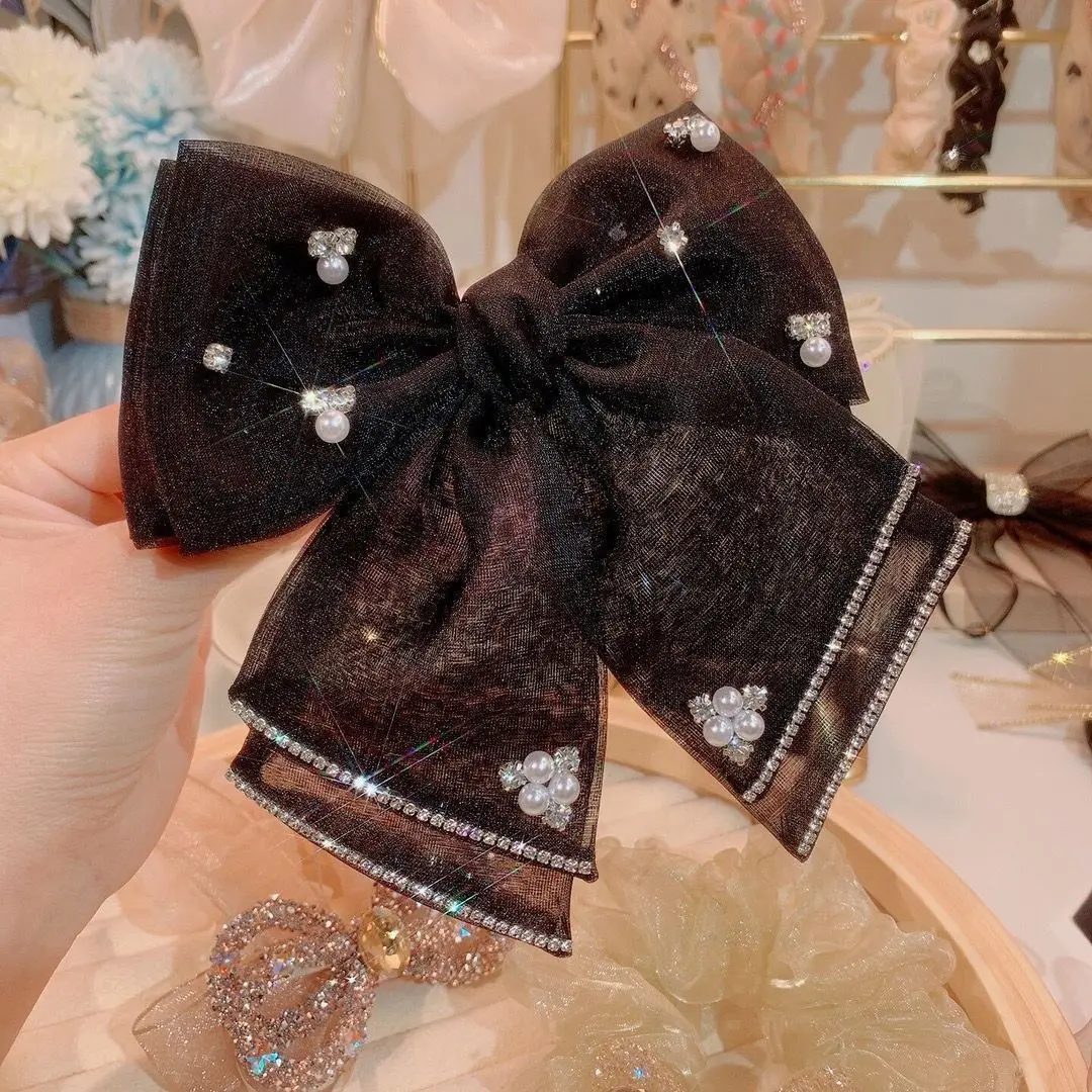 

Korean version butterfly bow with diamond high-end texture fresh temperament women's four season hair clip accessories