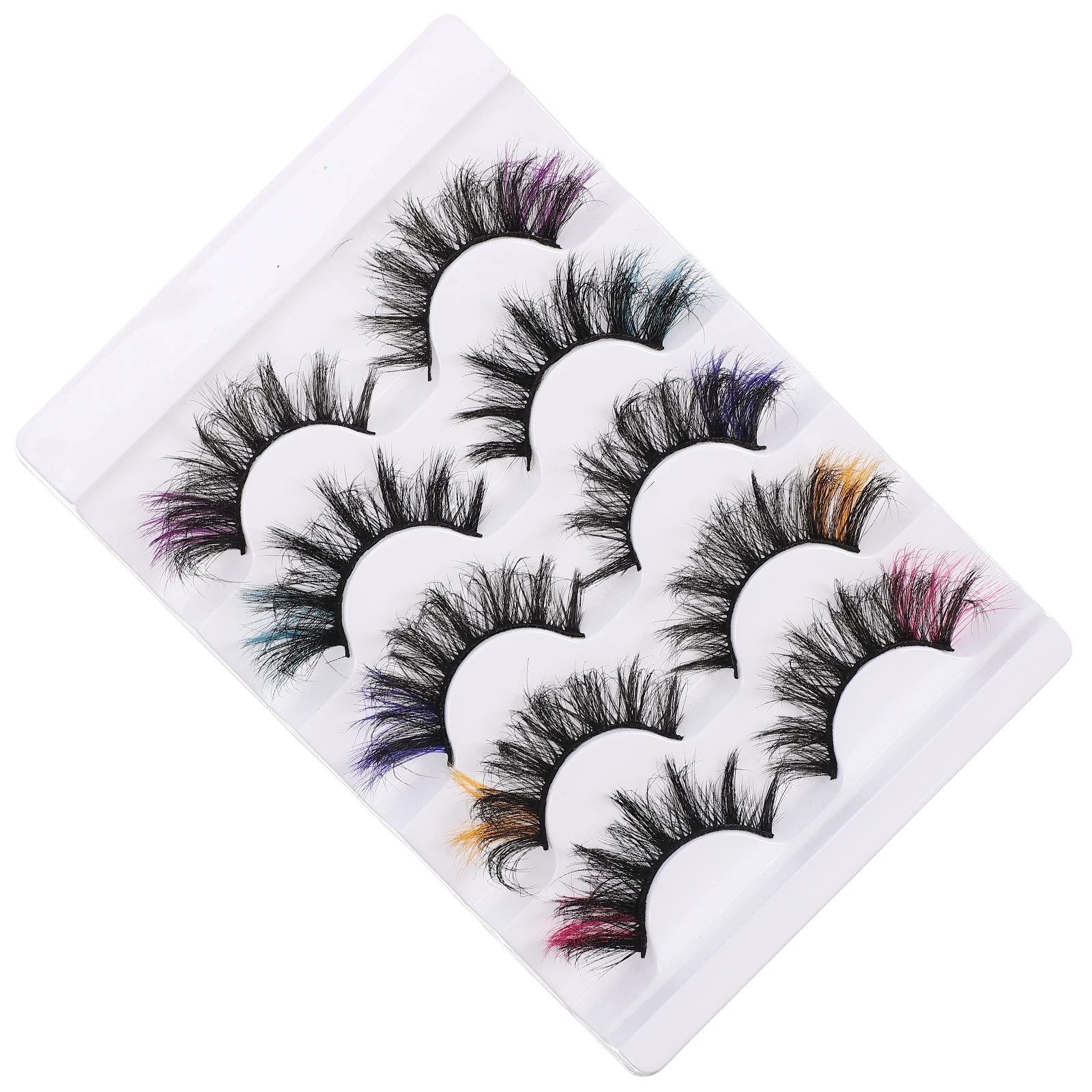 

5Pairs Eye Lash Strip Fake Eyelashes Curly Colorful Use Natural Look Makeup Supplies Lashes in Bulk Eye Lashes