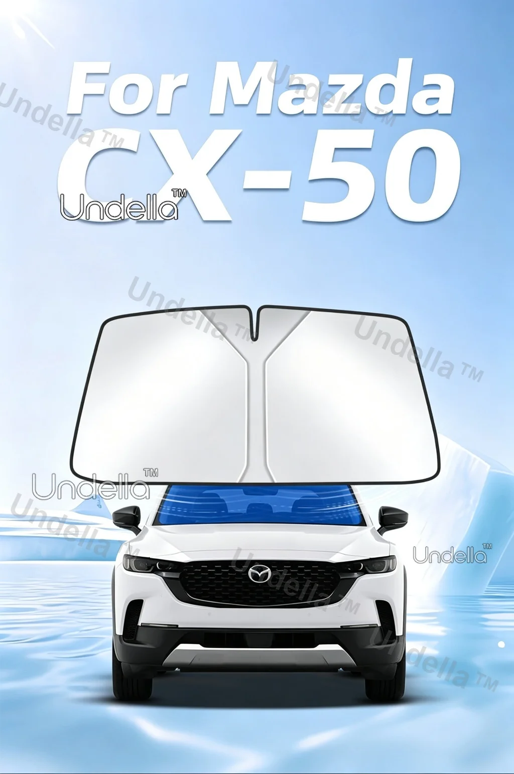 For Mazda CX-50 2023+ 2026 2027 2028 Foldable Car Sun Visor Front Windshield Sunshade Heat Insulation Cover Anti-UV Accessorie