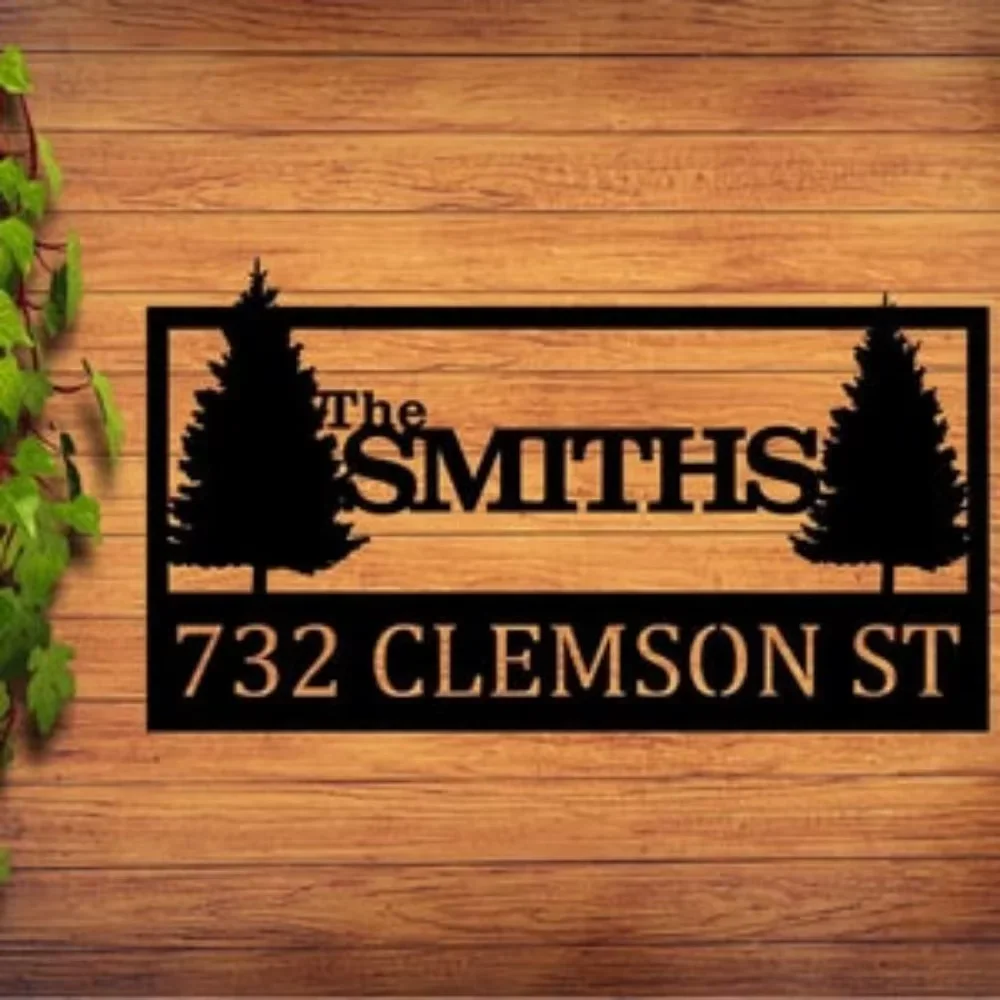 Personalized Address Sign with Family Name. A Perfect Housewarming or Wedding Gift, Elegant Nature-Inspired Monogram Name Decor.