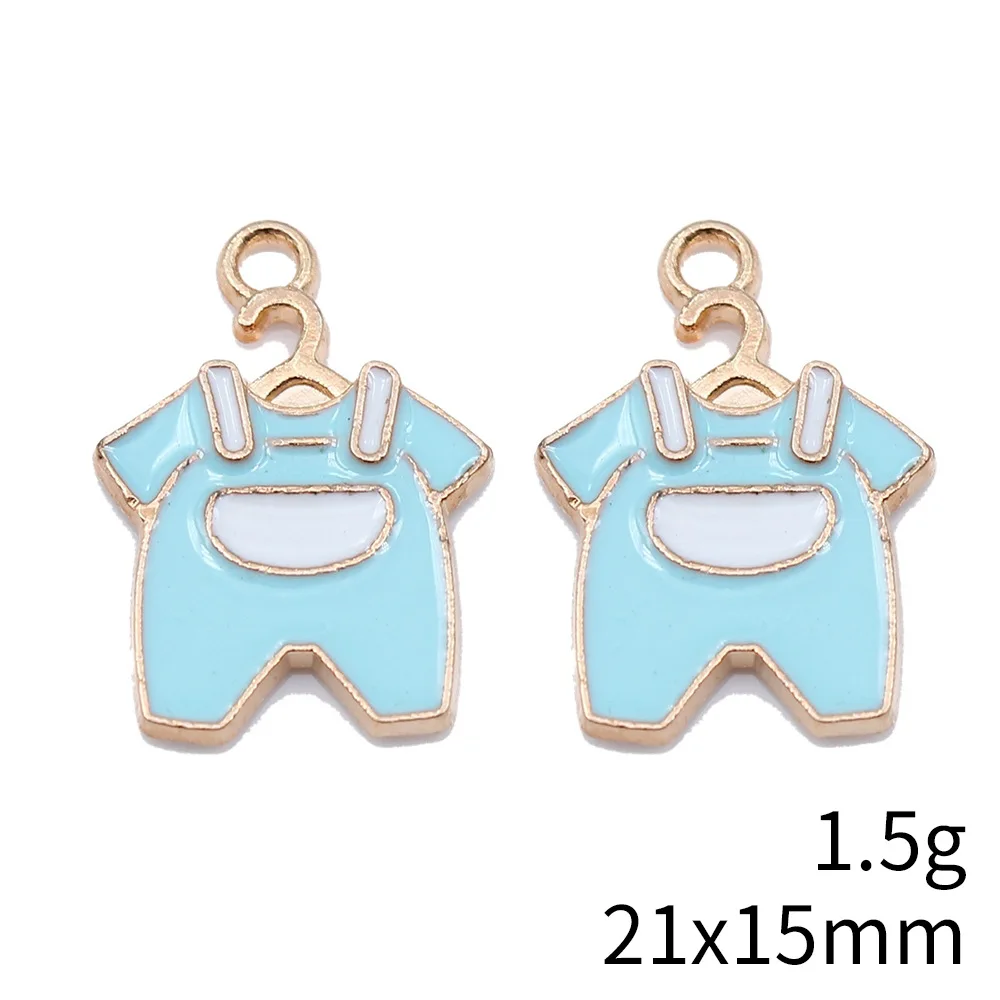 10 piezas de 21x15mm, 2 colores, rosa, azul claro, dijes para pantalones, accesorios para hacer joyas hechas a mano
