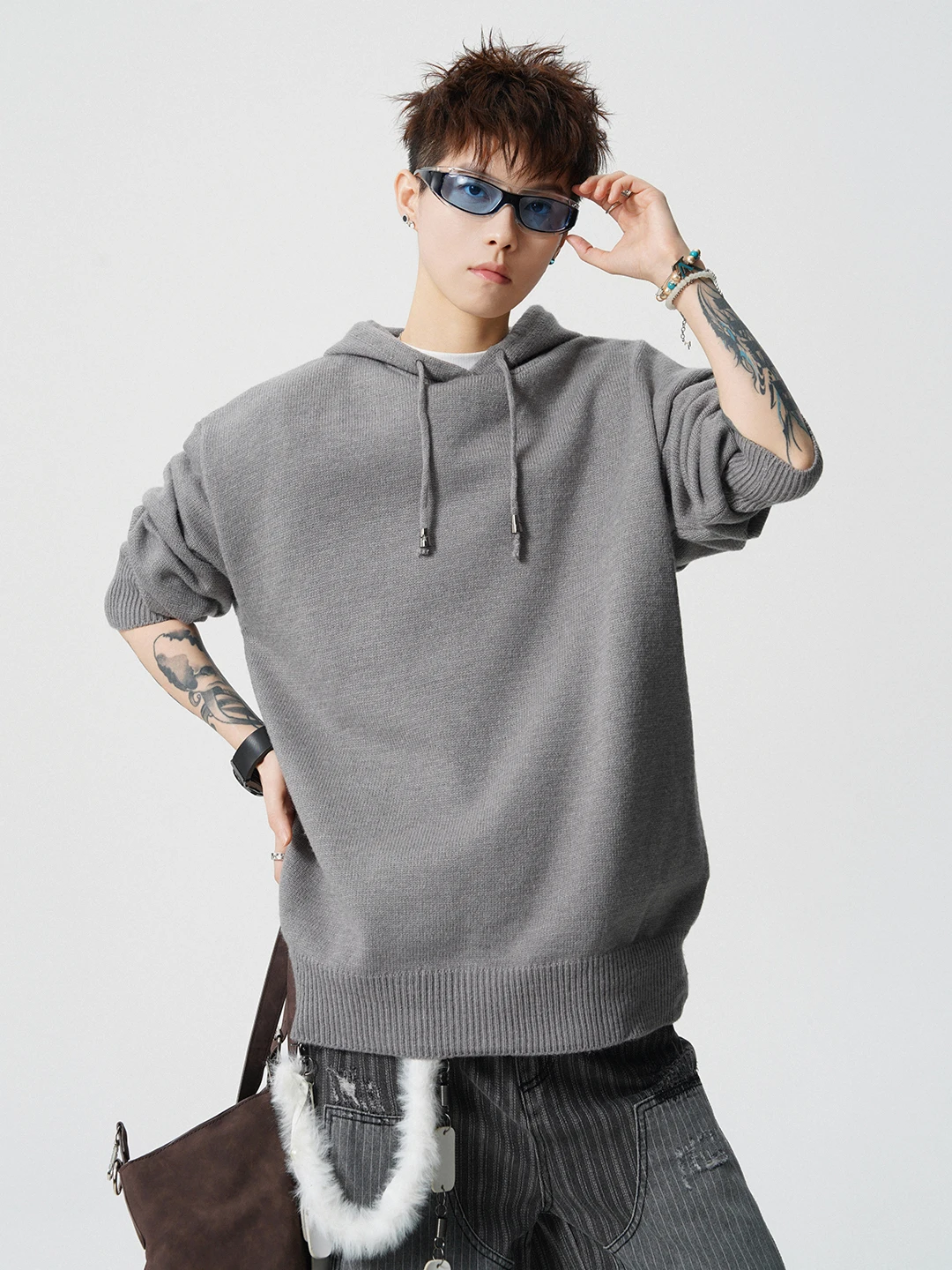 

Cleanfit ey Heavyweight Hooded Knitted Sweater Men's Winter Soft Warm American Lazy Sle Long Sve Sweatirt Coat