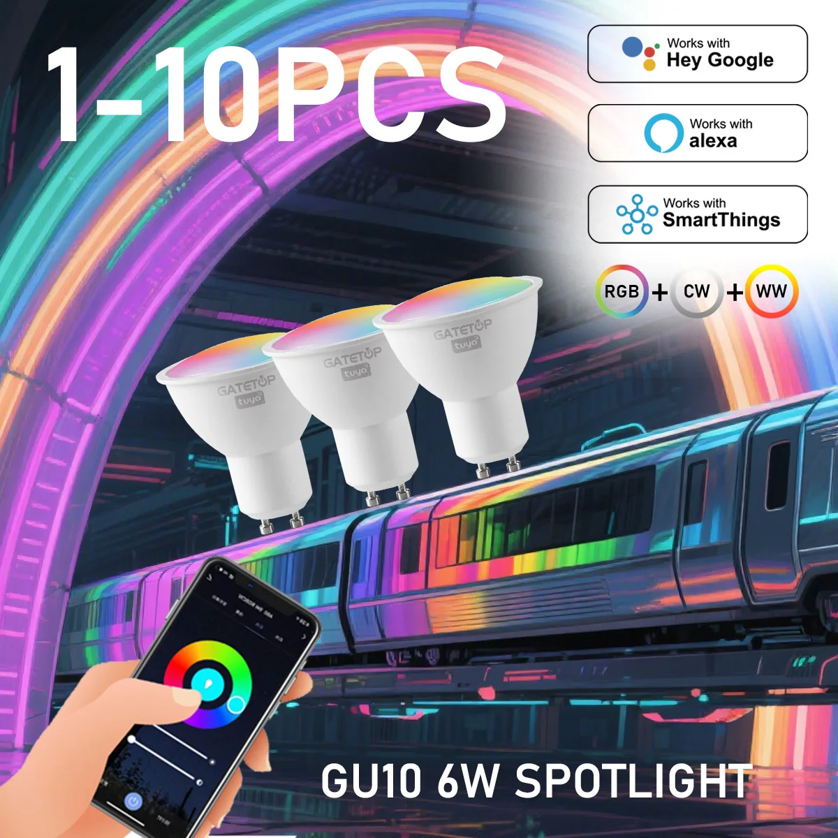 Tuya WiFi GU10 Spotlight Bulb Smart LED Light Bulb Bluetooth GU10 Dimmable Lamps Smart Life App Control Works With Alexa Google