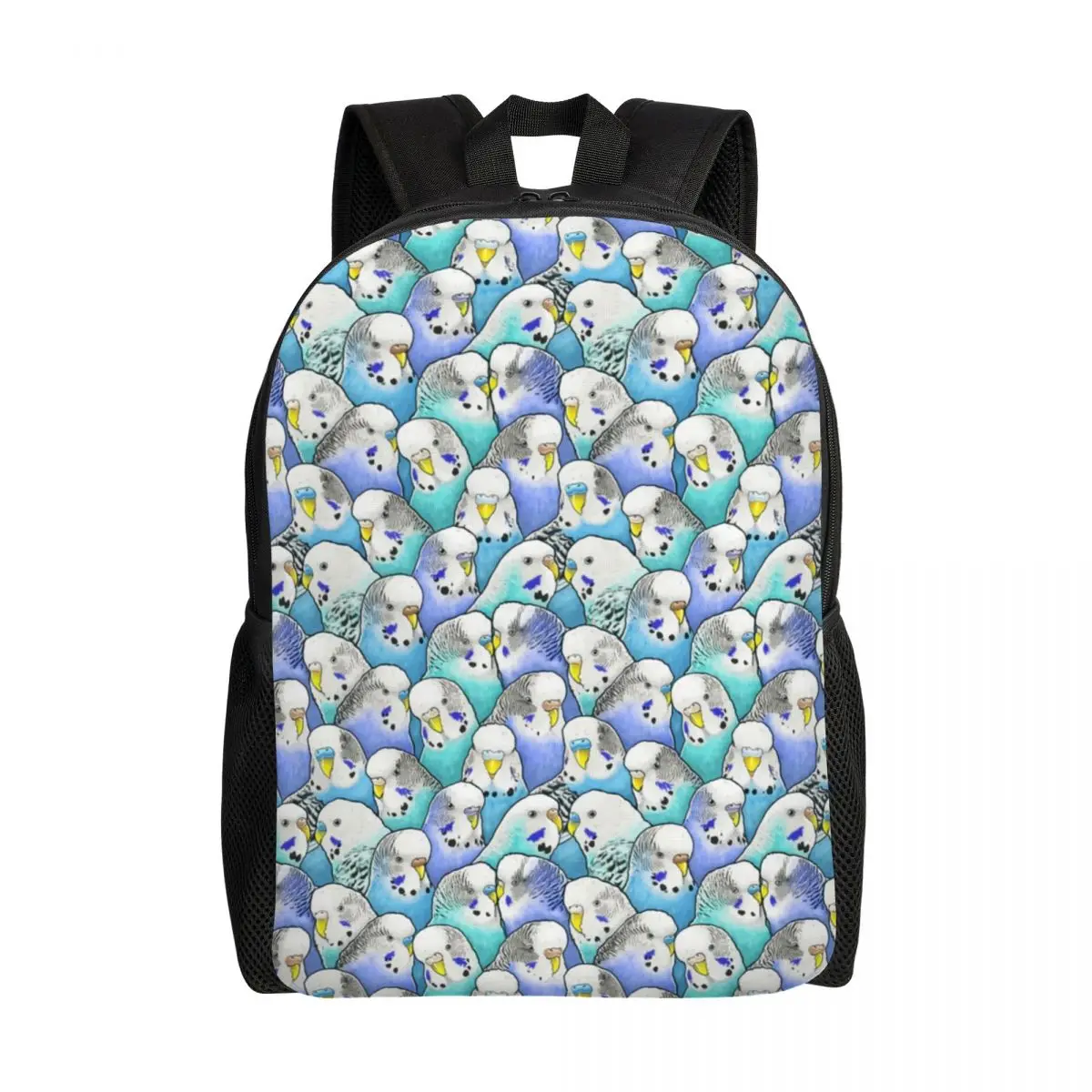 Customized Blue Budgies Parakeet Pattern Backpack Women Men Casual Bookbag for School College Bags